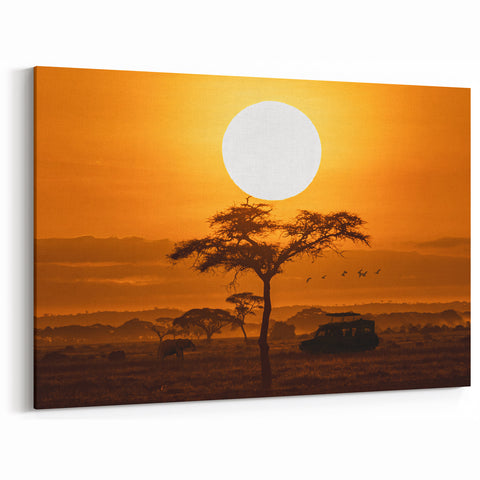 African Sunset Safari - Stunning Landscape Canvas Wall Art