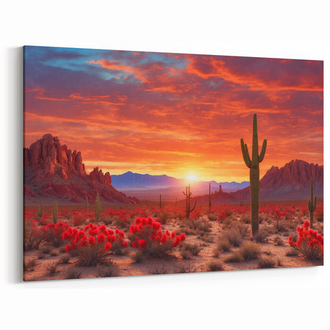 Vibrant Desert Sunset - Breathtaking Southwestern Landscape Canvas Art