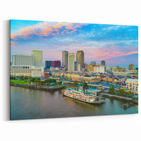New Orleans Skyline Wall Art - Riverfront Steamboat Cityscape Print