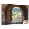 Historical Ruins Window Wall Art – Archway View of Nature Print