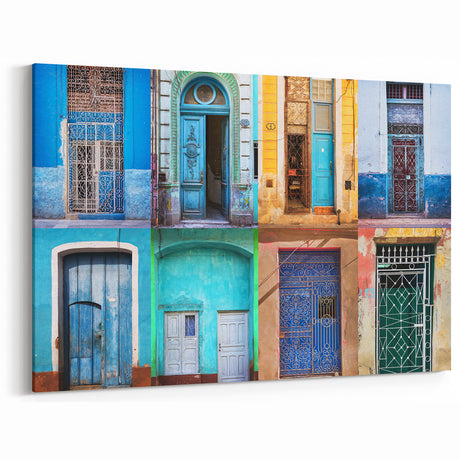 Colorful Door Wall Art Collage - Vibrant Canvas Print - Framed Decor