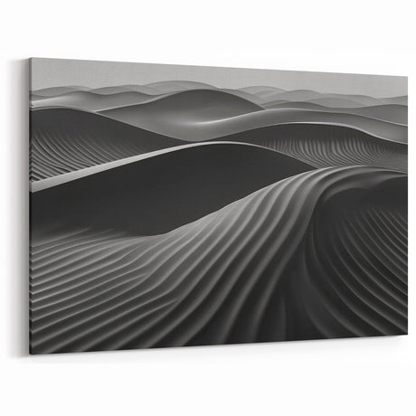 Abstract Dune Wall Art - Modern Desert Landscape in Black and Gray