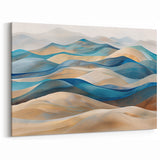 Serene Blue Dune Wall Art - Modern Desert Landscape in Teal and Sand