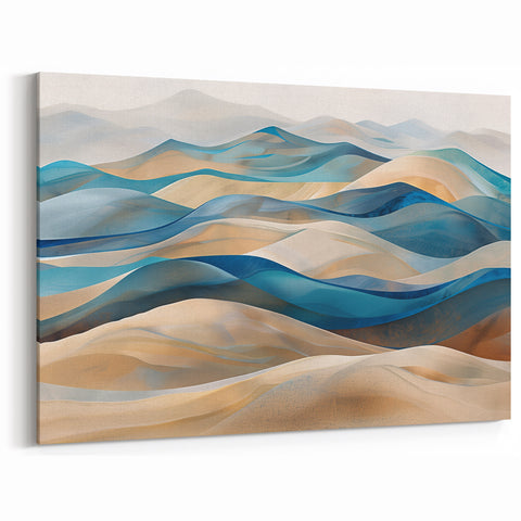 Serene Blue Dune Wall Art - Modern Desert Landscape in Teal and Sand