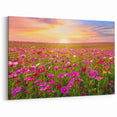Fields Panorama Wall Decor - Vibrant Floral Meadow at Sunset