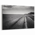 Field Landscape Wall Art - Monochrome Rows in Majestic Countryside