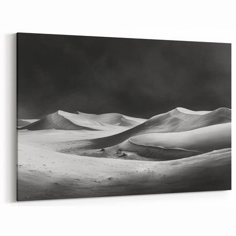 Monochrome Desert Dune Wall Art - Dramatic Black and White Landscape
