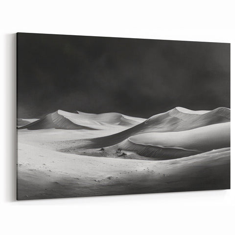 Monochrome Desert Dune Wall Art - Dramatic Black and White Landscape