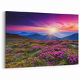 Fields Panorama Wall Decor - Vibrant Sunset Over Mountain Blooms
