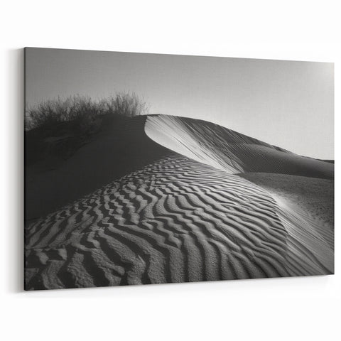 Textured Dune Wall Art - Black and White Desert Landscape with Shadows