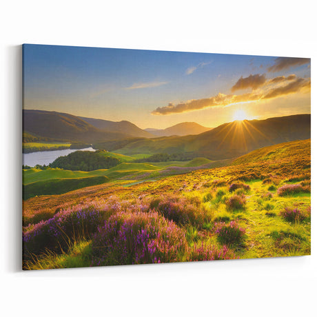 Fields Panorama Wall Decor - Golden Sunset Over Rolling Hills