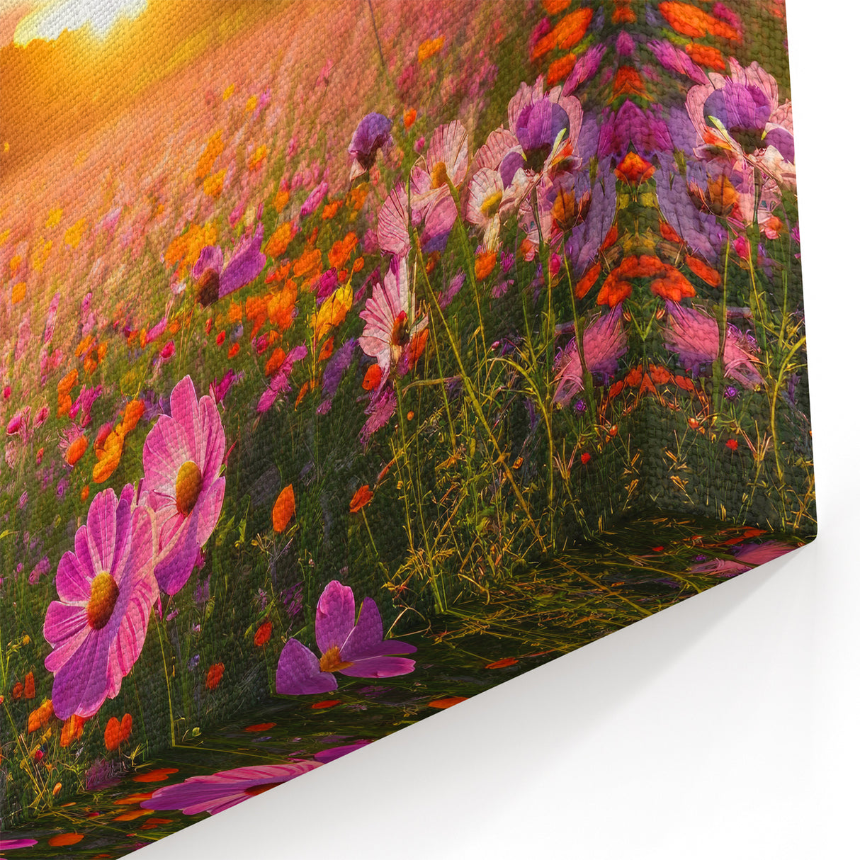 Serene Fields Art Print - Vibrant Wildflower Meadow at Sunset