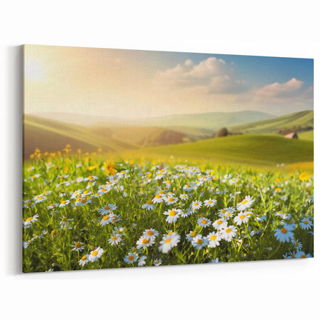 Scenic Fields Framed Art - Rolling Fields Landscape Canvas Wall Decor