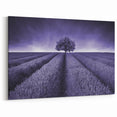 Fields Landscape Acrylic Prints - Monochrome Lavender Field with Tree