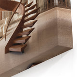 Elegant Wooden Spiral Staircase Wall Art - Contemporary Interior Print