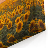 Serene Fields Art Print - Golden Sunflower Field at Sunset Landscape