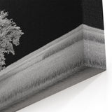 Night Tree Wall Art - Monochrome Tree Under Full Moon Landscape Canvas