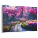 Mystical Pink Forest Wall Art - Enchanting Floral Landscape Print