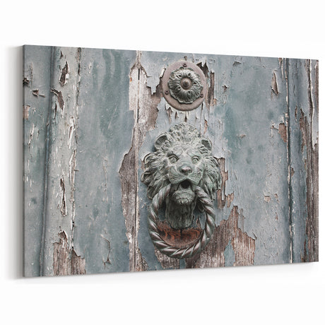 Vintage Hardware Wall Art - Lion Head Knocker Canvas Print & Decor