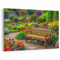 Garden Wall Art with Bench - Colorful Garden Landscape Canvas Prints