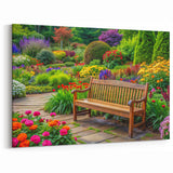 Garden Wall Art with Bench - Colorful Garden Landscape Canvas Prints