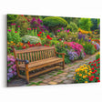 Garden Landscape Art with Bench - Vibrant Floral Canvas Prints