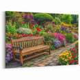 Garden Landscape Art with Bench - Vibrant Floral Canvas Prints