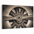 Vintage Aircraft Art: Close-Up of Classic Propeller Engine on Canvas