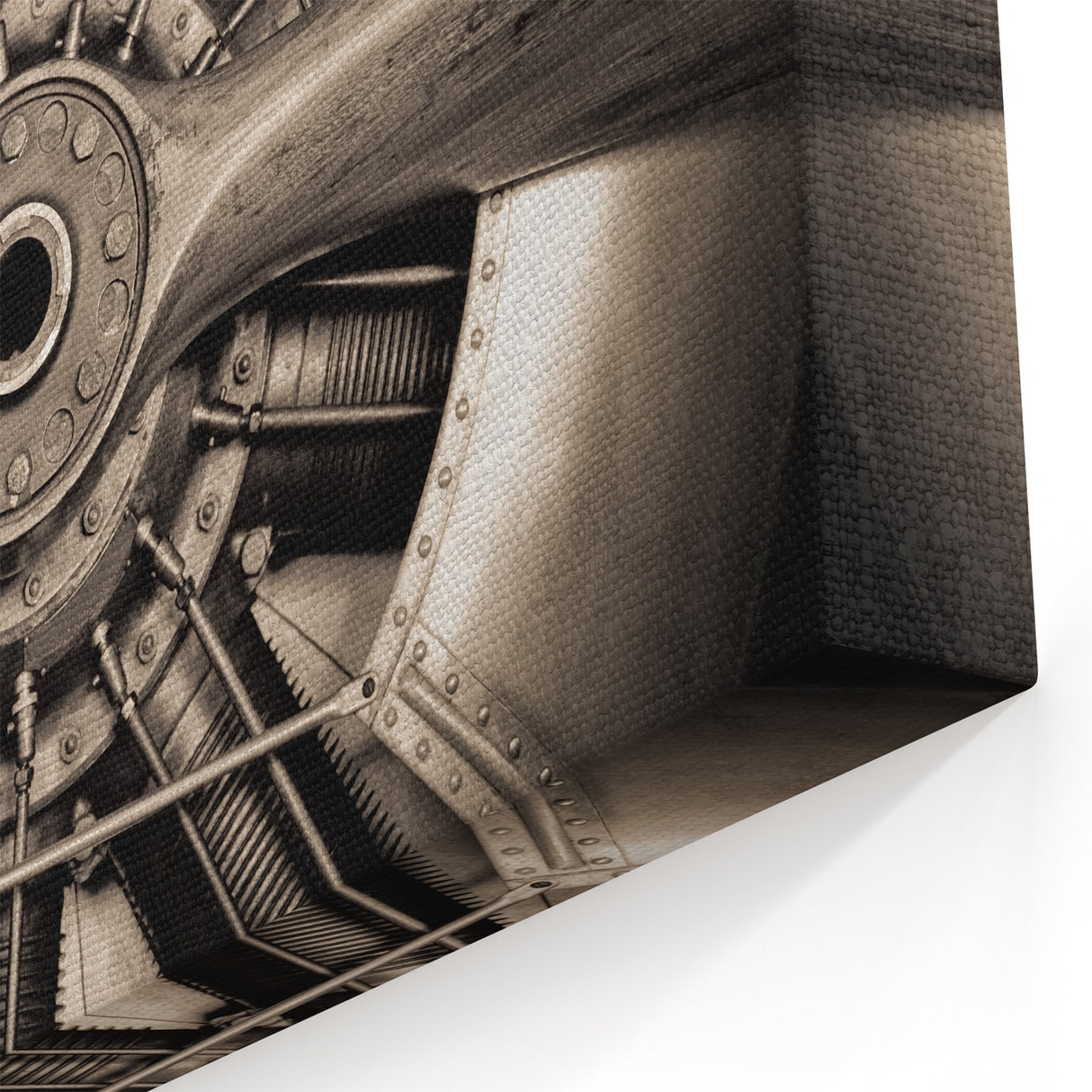 Vintage Aircraft Art: Close-Up of Classic Propeller Engine on Canvas