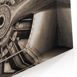 Vintage Aircraft Art: Close-Up of Classic Propeller Engine on Canvas
