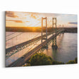 Sunlit Suspension Bridge Wall Art - Warm Landscape Canvas Prints