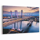Illuminated Cable-Stayed Bridge Wall Art - Urban Nightscape Prints