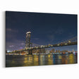 Illuminated City Bridge at Night - Captivating Urban Bridge Wall Art