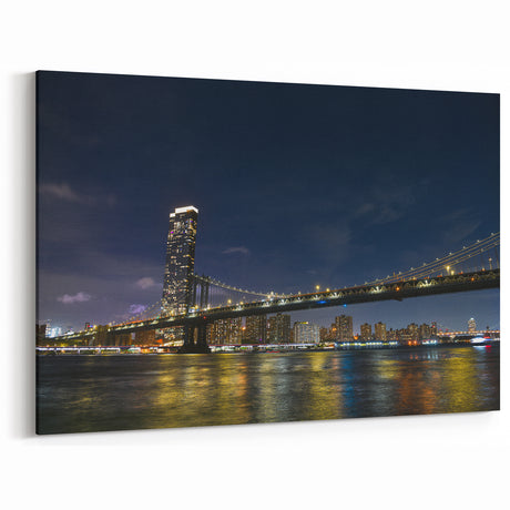 Illuminated City Bridge at Night - Captivating Urban Bridge Wall Art