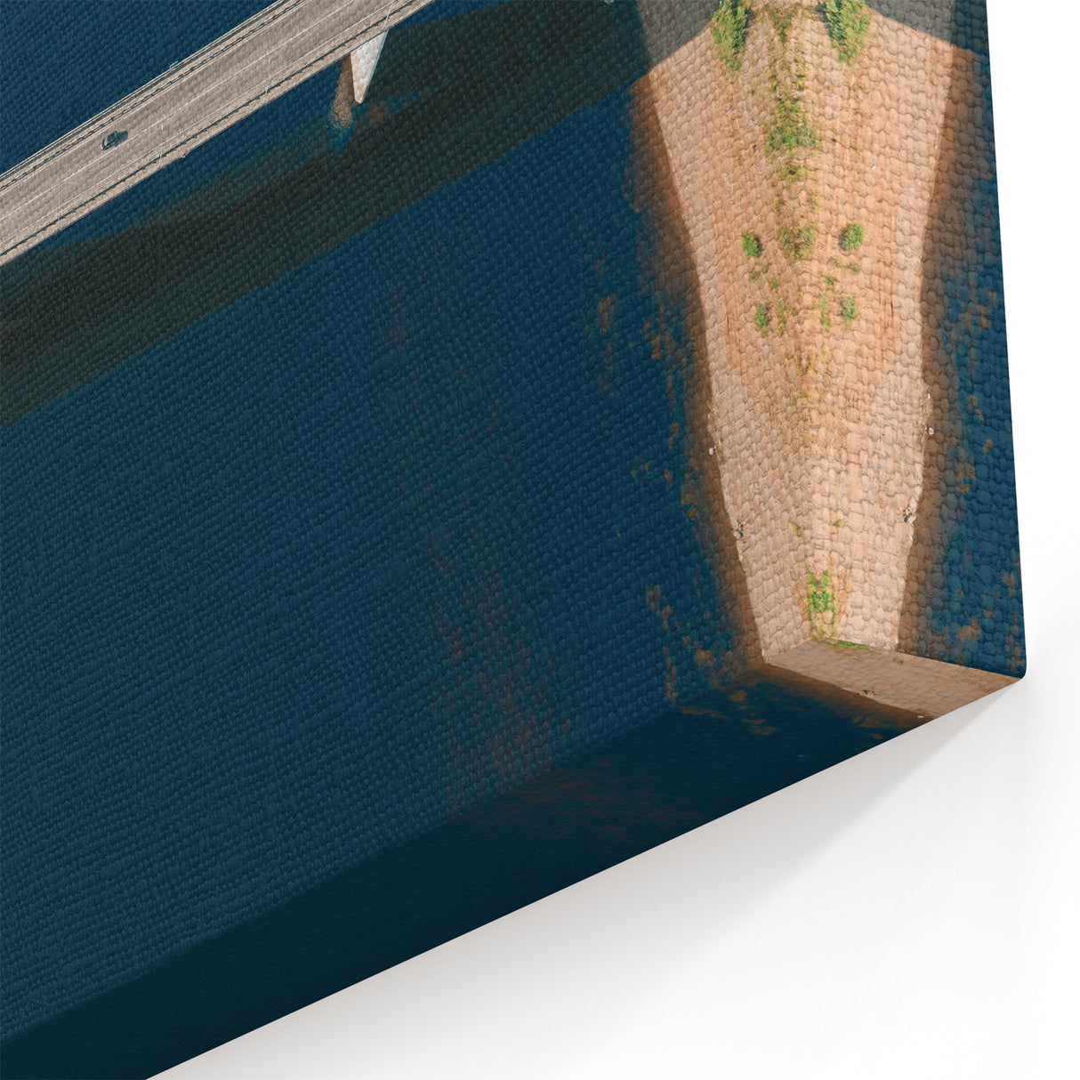 Aerial Bridge Over Serene River - Modern Scenic Bridge Wall Art Print