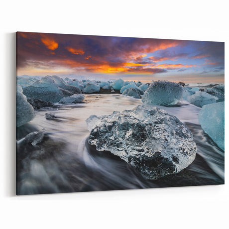 Dramatic Glacier Sunset Art - Stunning Glacier Canvas Wall Decor