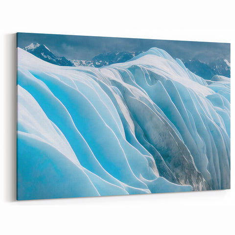 Graceful Glacier Art - Elegant Ice Waves Landscape Canvas Wall Decor