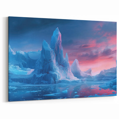 Majestic Glacier at Sunset - Dramatic Glacier Landscape Canvas Art