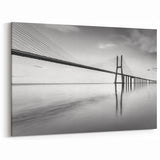 Panoramic Monochrome Bridge Art - Black and White Landscape Print
