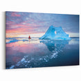 Iceberg Sunset Art - Majestic Glacier and Sailboat Photography Print