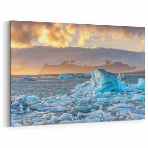 Glacier Sunset Art - Captivating Glacier and Iceberg Photography Print