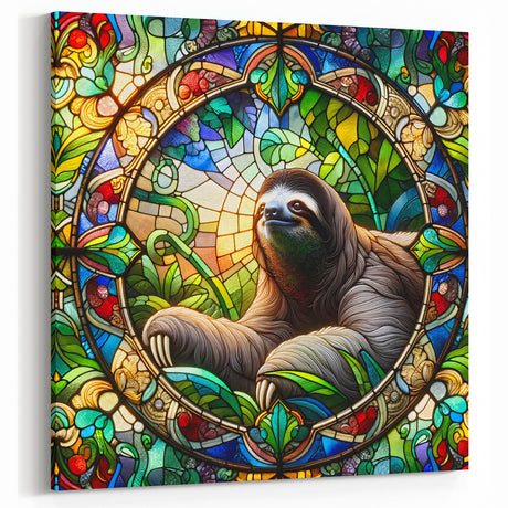Stained Glass Sloth Art - Vibrant Multicolor Wall Decor Masterpiece