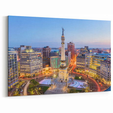 Indianapolis Skyline Wall Art - Downtown Cityscape Panorama Canvas Print