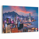 Hong Kong Cityscape Art Prints | Vibrant Skyline | Downtown Canvas