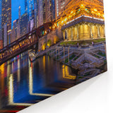 Chicago Skyline Wall Art - Chicago Night Panorama Cityscape Art Print