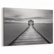 Minimalist Bridge to Boathouse Art - Black and White Canvas Print