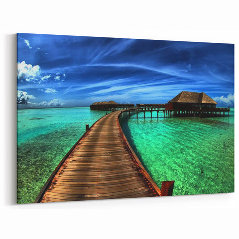 Tropical Paradise Bridge Art - Vibrant Ocean Landscape Canvas Print