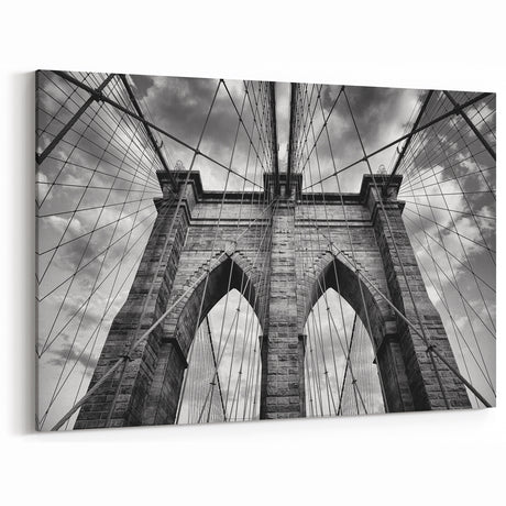 Architectural Bridge Perspective Art - Black and White Canvas Print
