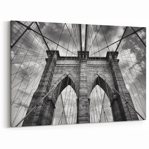 Architectural Bridge Perspective Art - Black and White Canvas Print