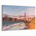 Golden Gate Bridge Coastal Art - Warm Sunset Canvas Print